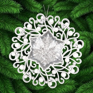 Décoration de Noël et du Nouvel An de style nouveau design, ornement unique en flocon de neige en acrylique blanc transparent - Product Image 2