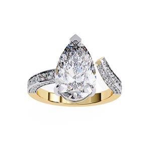Anillo de Compromiso de Diamante de Corte Pera de 3 Quilates de Alta Calidad, Cultivado en Laboratorio, Oro de 14k, Informe IGI, Diamante VS DEF para Aniversario o Boda - Product Image 1
