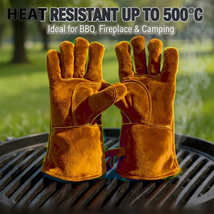 ถุงมือเซฟตี้สำหรับทำสวน ป้องกันการกัด ทนความร้อนและทนต่อการบาด ถุงมือหนังวัวสำหรับงานช่าง งานอุตสาหกรรม - Product Image 1