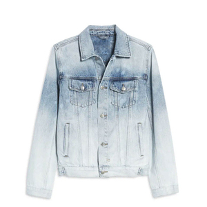 Veste en jean délavé pour homme, bleu foncé, col rabattu, manches classiques, style décontracté, fermeture à boutons simple, en coton - Product Image 4