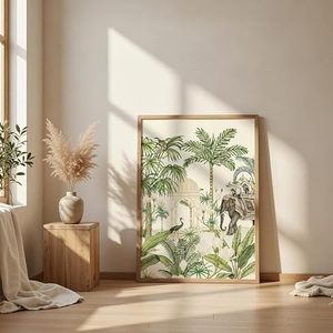 Marco de Fotos Rectangular Vertical de Madera Sólida Hecho a Mano con Imagen a Todo Color de Escena Tropical de Selva, Ecológico, para Montar en la Pared, Diseño Minimalista - Product Image 1
