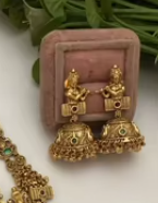 Ensemble collier et boucles d'oreilles classiques plaqués or de qualité supérieure, style Polki, pour mariage, fête, fiançailles, pour femmes - Product Image 2