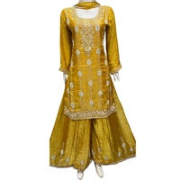 FAMUCAAS pour broderie manuelle sur tissu, haut Kurta, bas Sharara/Plazo/Salwar, robe de mariée noire, tenue de soirée, séchage rapide, toutes saisons