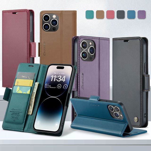Good Quality Luxury TOU+PU Magnetic Flip Phone Case for iPhone 17 /16/15/14/13/12 Card Slot Wallet Mobile Phone Cover