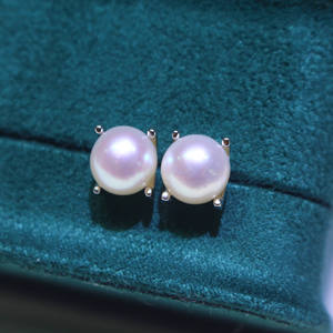 Boucles d'oreilles classiques en argent S925 avec perle de princesse, perle d'eau douce de luxe, haute qualité, Mantou, blanche transparente rose avec une forte luminosité - Product Image 1