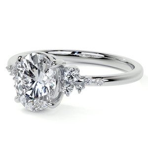 Anillo de compromiso, boda o aniversario de plata de ley 925 chapado en oro blanco con moissanita de corte ovalado clásico y engaste de puntas, joyería fina - Product Image 2
