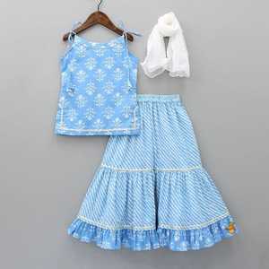 Ensemble robe et pyjama pour filles, 2 pièces, 100% coton, fait main, élégant, avec broderie florale et léopard, taille élastique, ourlet à volants - Product Image 2