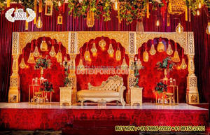 Decoración de boda con cúpula, escenario tradicional de compromiso de boda, gran grasa, indio, Sur, Maharani - Product Image 2