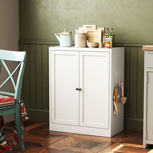 Mobile dispensa da cucina autoportante in metallo bianco da 88 cm con ripiani regolabili e maniglie facili da afferrare, facile da montare - Product Image 1