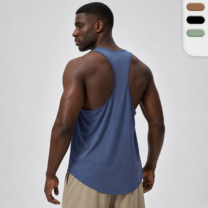 Custom Logo Men's Loose Fit Breathable Sports Active <b>Workout</b> <b>Tank</b> <b>Tops</b> Polyester Light Weight Running Gym Vest - Product Image 2