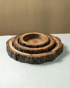 ชุดถาดไม้ทำมือ 3 ชิ้น ขอบลายเปลือกไม้ ถาดเสิร์ฟไม้มะม่วง สำหรับชา ขนม ของว่าง ใช้ในครัวและห้องรับประทานอาหาร - Product Image 4