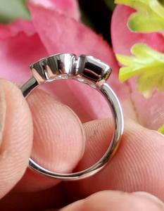 Bague Toi Moi en Argent 925 avec Moissanite Taille Cœur et Taille Émeraude, Style Moderne, Cadeau de Fiançailles pour Amoureux - Product Image 4