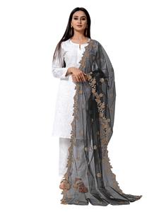 Dupatta en tissu filet noir de créateur, best-seller, magnifique, avec broderie fantaisie, pour mariage, décontracté, traditionnel, pour femmes et jeunes filles - Product Image 5