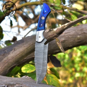 Cuchillo recto para exteriores Colorwood, cuchillos de caza portátiles con acero de Damasco, supervivencia en el desierto, Funda de cuero, mango de madera - Product Image 3