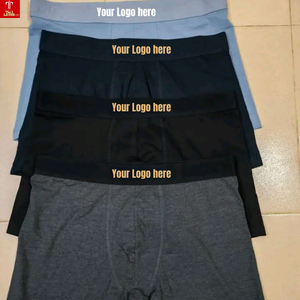 Men <b>Boxer</b> Briefs Mid-Rise Knitted Cotton Breathable Solid Color Custom Logo Waist Seamless Fusing Machine-Washable OEM Service - Product Image 6