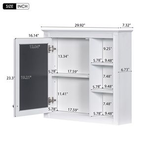 Moderno Armadietto Portamedicinali da Parete 30 X 28 con Specchio, Mobile per Bagno - Product Image 4
