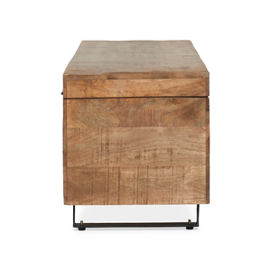 Boîte de rangement en bois de manguier massif, finition naturelle brute, surface lisse, forme carrée, multi-usages, table basse pour salon - Product Image 3