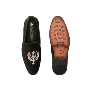 Premium Asken Atelier Black Velvet Loafers for Men Elegant <b>Embroidered</b> Design Genuine Leather Lining Comfort Slip-On Dress <b>Shoes</b> - Product Image 3