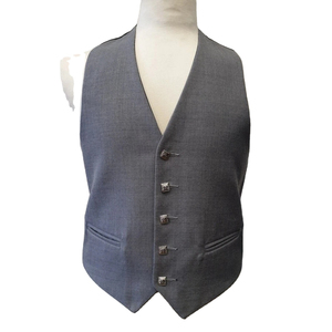 Handmade Embossed Patchwork Epaulet Casual Scottish Black Wool Safari <b>Jacket</b> with Vest for Men Breathable Autumn Wedding Wear - Product Image 2