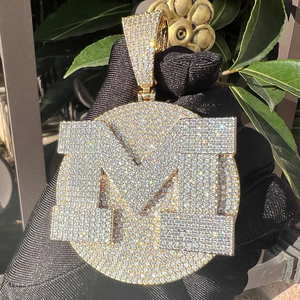 Custom Moissanite Silver Hip Hop Pendant Logo Necklace VVS Diamond Mossanite Letter Moissanite <b>Name</b> Pendant With Iced Out <b>Chain</b> - Product Image 3
