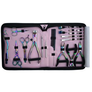 Professional Hair Extension Tool Kit with Micro Bead Crimping Plier Bead Remover Plier Keratin Bond <b>Cutter</b> Tape In Plier Loop - Product Image 1