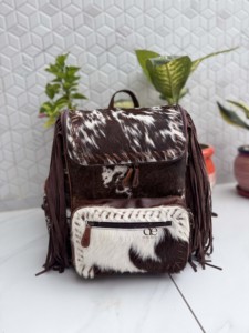 High Quality Cowhide Leather Fringe <b>Backpack</b> Hair On Hide Genuine Leather Stylish <b>Backpack</b> <b>School</b> Bag Unisex Unique Designer Bag - Product Image 1
