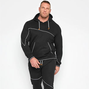 ชุดวอร์มผู้ชายไซส์ใหญ่แบบมีฮู้ดตัดเย็บขอบสีดำ รุ่นขายดีมาแรงประจำปี 2026 รับผลิตตามสั่งขายส่ง ชุดวอร์มสีดำกลางคืน - Product Image 1