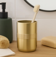 Support de brosse à dents cylindrique en laiton brossé, minimaliste et écologique, pour salle de bain moderne – Vente en gros
