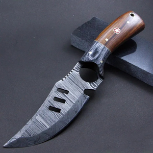 Couteau tactique à lame fixe en acier Damas pour la chasse, le désossage et le camping, multifonctionnel, en bois, pour la survie en extérieur, USA - Product Image 1