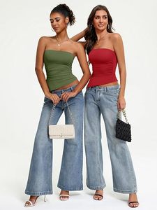Top Corto sin Tirantes a Cuadros, Tejido en Poliéster Transpirable, Ecológico, de Secado Rápido, Informal, Top Tubo de Verano para Mujer - Product Image 5