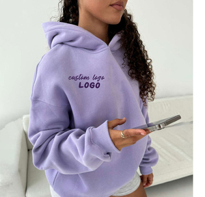 High Quality Winter Streetwear Hoodie Pullover Heavyweight Women Comfortable Relaxed Fit Oversized Front Logo - Product Image 4