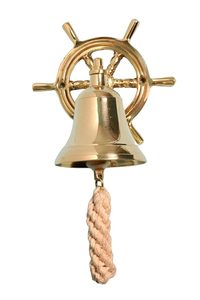 Antique Home Decor Brass Vintage Hanging <b>Door</b> Bell with Ship Wheel Nautical Wall Decor Handcrafted Maritime Entrance Bell - Product Image 1