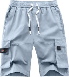 Men's <b>White</b> Plaid <b>Cargo</b> Shorts Mid Elastic Waist Formal Oxford Fabric Breathable Sport Pockets - Product Image 6