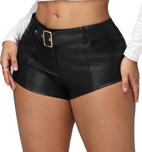 Shorts en similicuir pour femmes, shorts en cuir végétalien de luxe, marque personnalisée OEM ODM, vente en gros, usine - Product Image 5