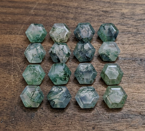 Proveedor de Piedras Preciosas al por Mayor, Ágata Musgosa Facetada Hexagonal de Alta Calidad, Calibrada para Engaste en Plata 925 y Oro - Product Image 3