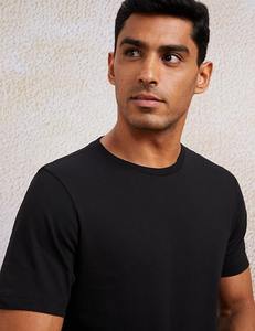 เสื้อยืดแขนสั้นผู้ชายผ้าฝ้าย 100% สีกรมท่า เนื้อผ้านุ่มสบายดุจผ้าฝ้ายอย่างดี พร้อมบริการพิมพ์ลายตามสั่งจากผู้ผลิตผู้เชี่ยวชาญในอินเดีย - Product Image 3