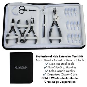 Salon Hair Extension Accessories Set Keratin Bond Cutter Microbeads Crimper Plier Hair Loop Hook Tape In Plier Curved <b>Needles</b> - Product Image 6