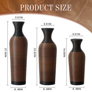 Jarrón Clásico Marrón de Escritorio y de Pie con Soporte Alto Independiente para Flores, Elegante Jarrón Decorativo de Enredadera Artificial PV - Product Image 3