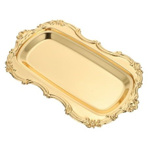 Plateaux en métal marocains au design classique, plateaux à thé en cuivre faits à la main, plateau de service de luxe en métal gravé avec poignées, style arabe - Product Image 5