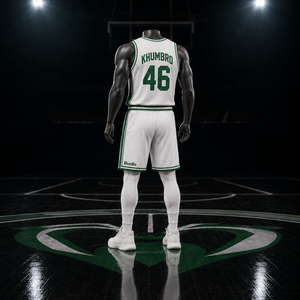 KhumBro Basketball Jersey Set Men White Green Sublimated V-Neck Tank Top Shorts Breathable Mesh <b>Athletic</b> Uniform Adult - Product Image 4