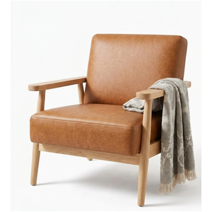 Genuine Leather Accent Chair Modern Single <b>Sofa</b> Luxury Armchair for Living Room Hotel Villa Furniture Armchair for Living Room - Product Image 1