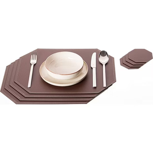Napperons en cuir antidérapants ovales, napperons de table modernes en cuir irrégulier pour la mise en place de la table à manger - Product Image 3