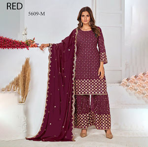 Última Moda en Ropa Étnica India de Invierno, Personalizable, para Fiestas, Top Sharara Dupatta con Bordado, Reversible, Listo para Usar - Product Image 1