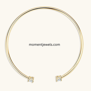 925 Sterling <b>Silver</b> Moissanite Classic Cuff <b>Bangle</b> Round Brilliant Cut Open <b>Bracelet</b> for Women Gift Wedding Party - Product Image 4