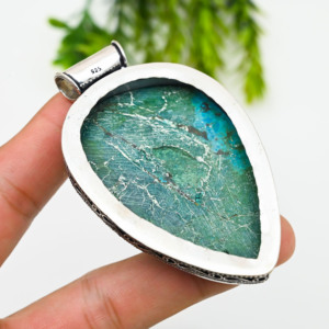 Turquoise 925 Silver Luxury <b>Statement</b> <b>Necklace</b> 22g Weight Made in India - Product Image 3