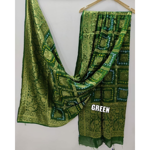 Silk Dupatta Hand Drawn Printed Traditional Indian <b>Wedding</b> Wear for Women - Product Image 1