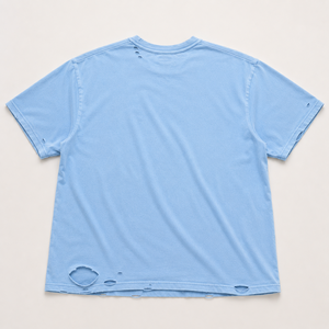 T-shirt Homme Oversize en Coton 100% Lavé, Style Rétro, Effet Photo, Face Avant Unie, Bleu Vieilli, Streetwear Lourd - Product Image 3