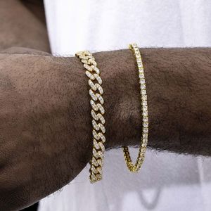 สร้อยข้อมือเงินแท้ 925 ลาย Cuban Link กว้าง 6 มม.-10 มม. ประดับเพชร VVS Moissanite แถวเดียว สำหรับผู้หญิง/ผู้ชาย สไตล์ฮิปฮอป - Product Image 1
