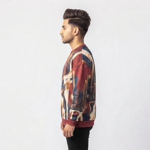 Men's Embroidered Solid Fleece Pullover <b>Sweatshirt</b> Oversized Fit Crew Neck <b>Long</b> Sleeve Casual Winter Wear 100% Polyester - Product Image 3