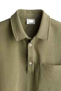 OEM Custom Logo And Design Breathable 100% Cotton Half Sleeve Collar Golf T <b>Shirts</b> For Men Regular Fit <b>Waffle</b> Knit - Product Image 2